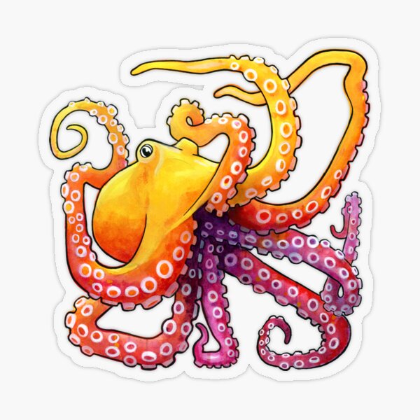 Octopus Sunrise Transparent Sticker