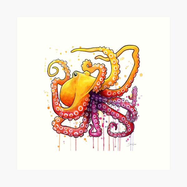 Octopus Sunrise Art Print