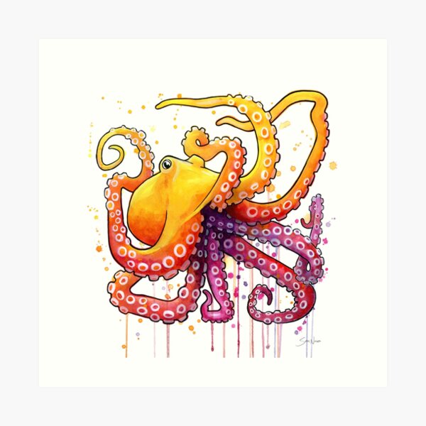 Octopus Sunrise Art Print