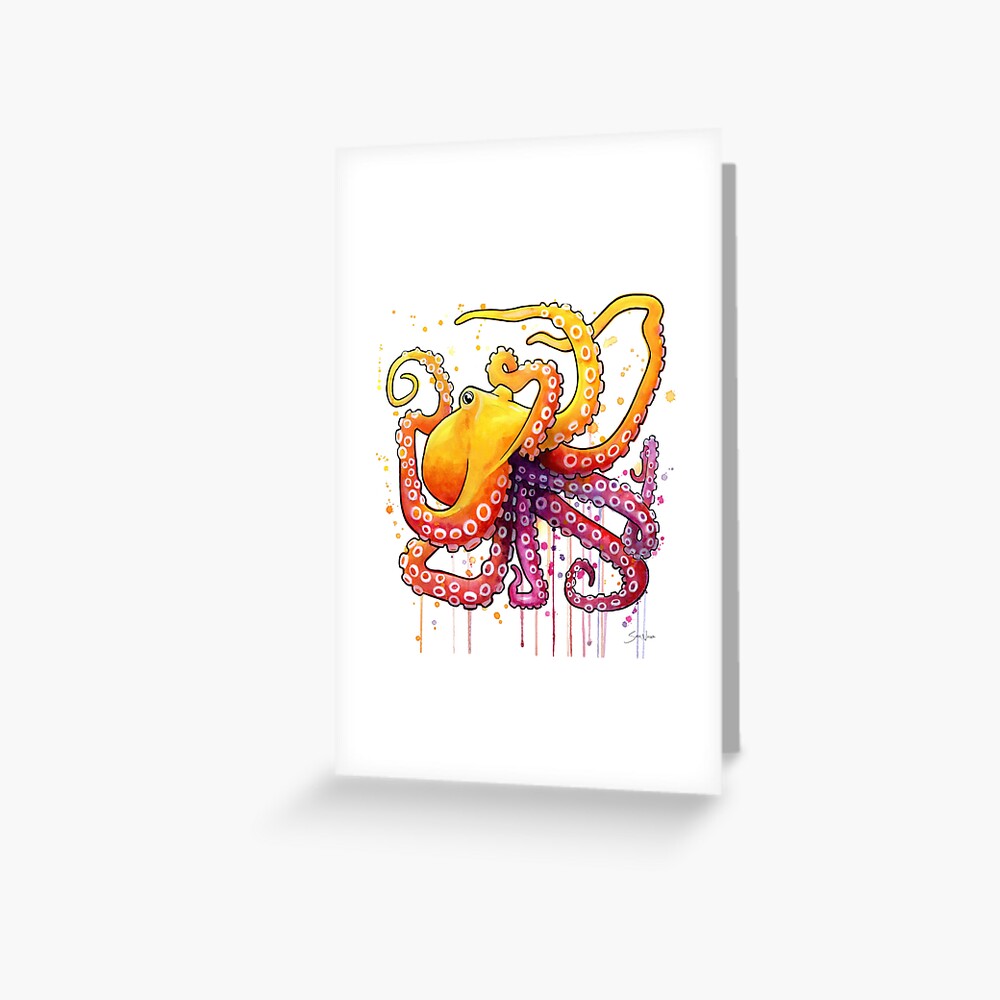 Octopus Sunrise Greeting Card