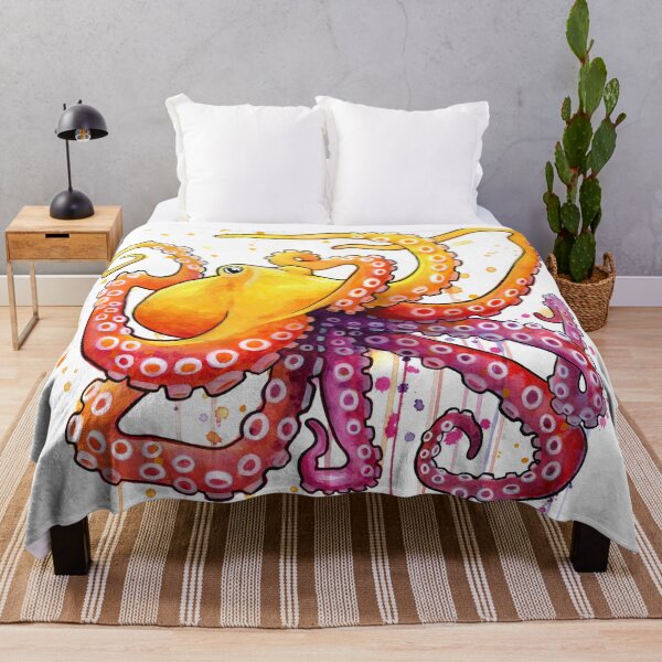 Octopus Sunrise Throw Blanket