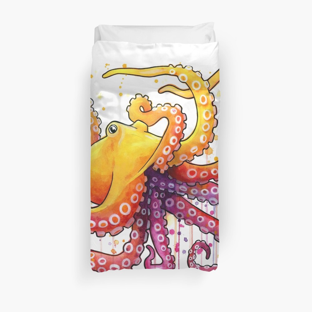 Octopus Sunrise Duvet Cover