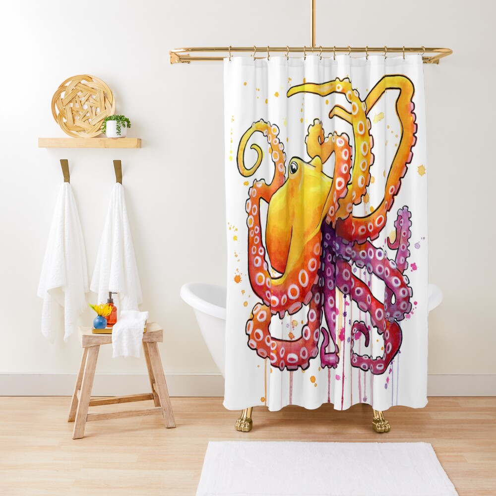 Octopus Sunrise Shower Curtain