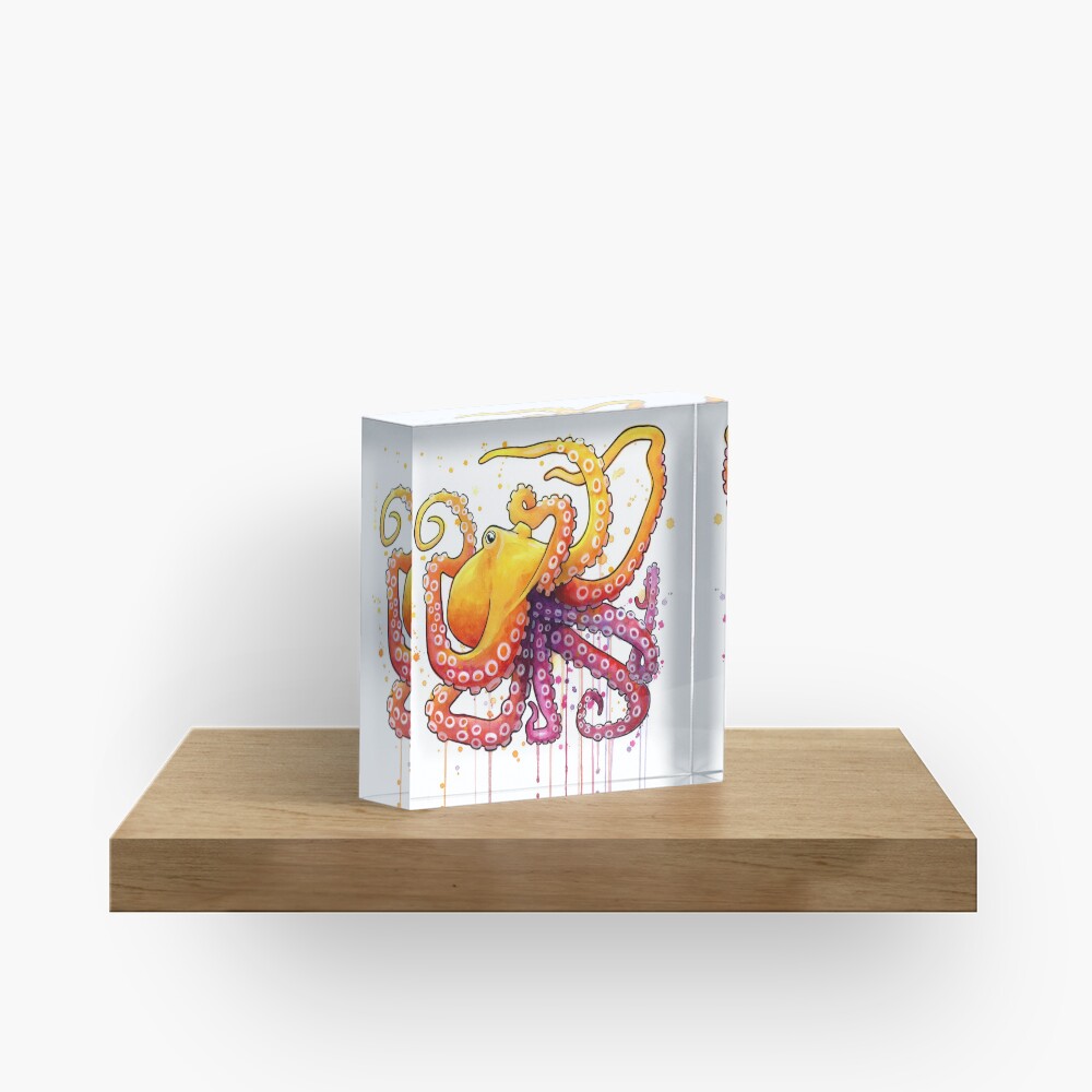 Octopus Sunrise Acrylic Block