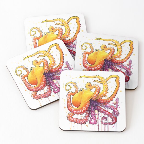 Octopus Sunrise Coasters (Set of 4)