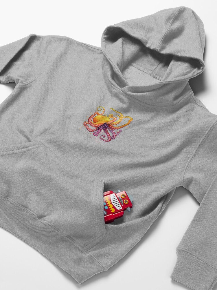 Alternate view of Octopus Sunrise Kids Pullover Hoodie
