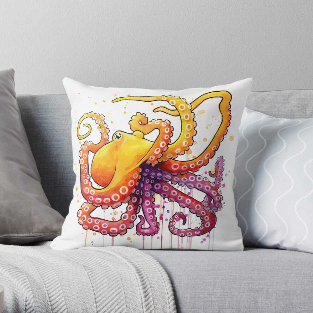Octopus Sunrise Dekokissen