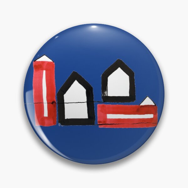 Item preview, Two Black and Two Red Houses on Blue Board designed and sold by Istvan Ocztos.