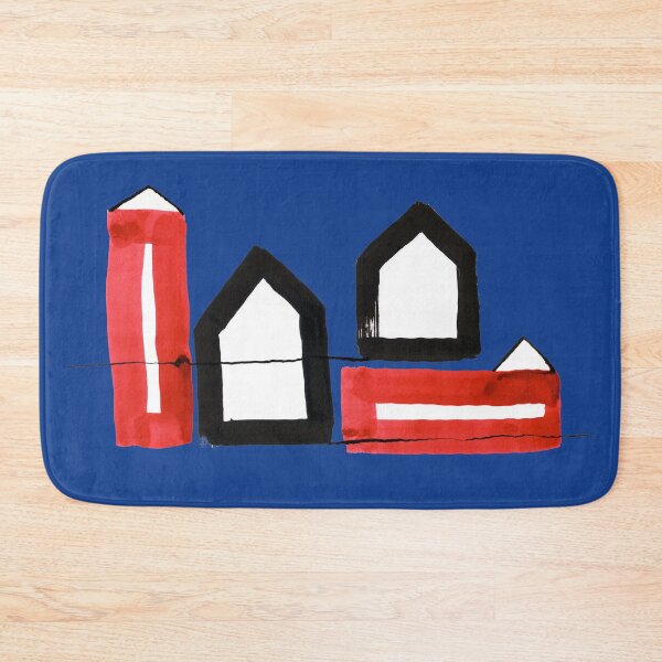 Item preview, Two Black and Two Red Houses on Blue Board designed and sold by Istvan Ocztos.