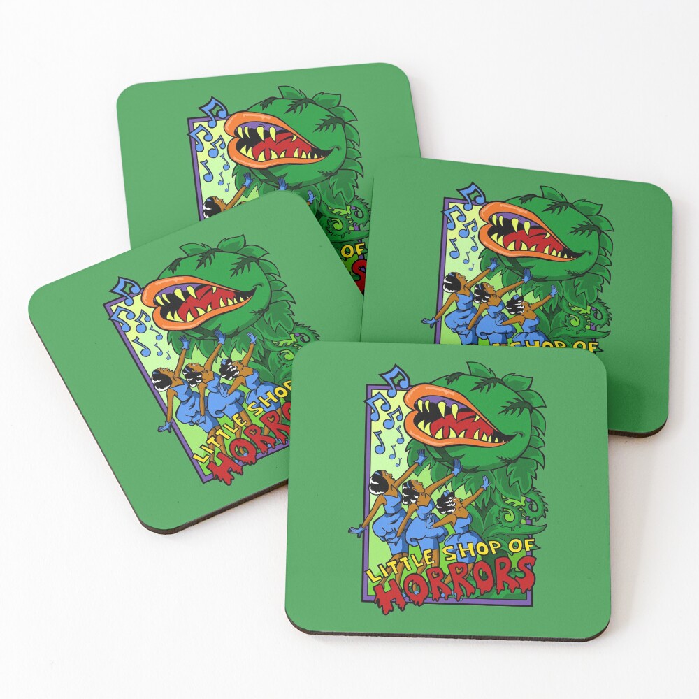 LITTLE SHOP OF HORRORS COASTER & HOLDER SET OF 4 Gloss Hardboard FREE Stand LITTLE SHOP OF HORRORS COASTER & HOLDER SET OF 4 Gloss Hardboard FREE Stand