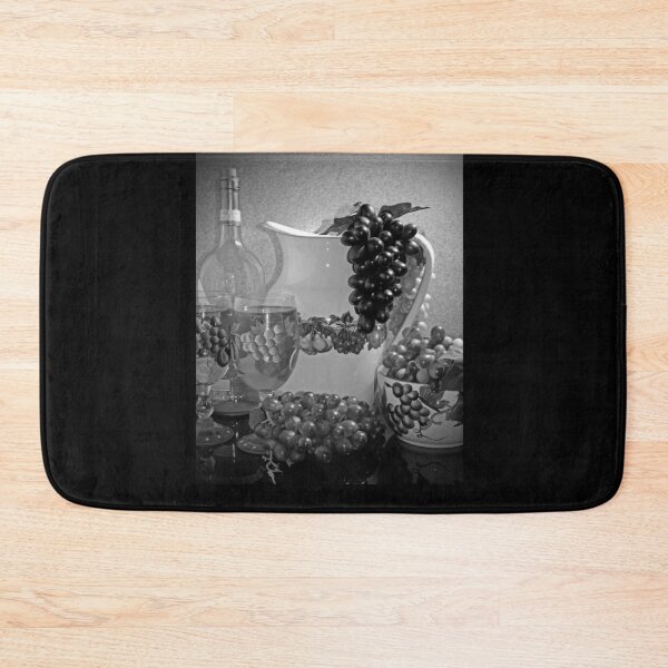 Item preview, Pottery, Grapes and Wine (Black and White) designed and sold by Sherry Hallemeier.