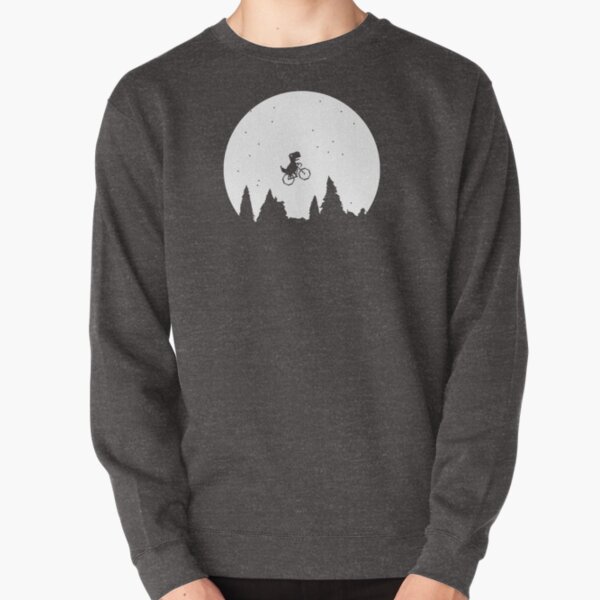 Extraterrestial T Rex on a bike in front of the moon Pullover Sweatshirt