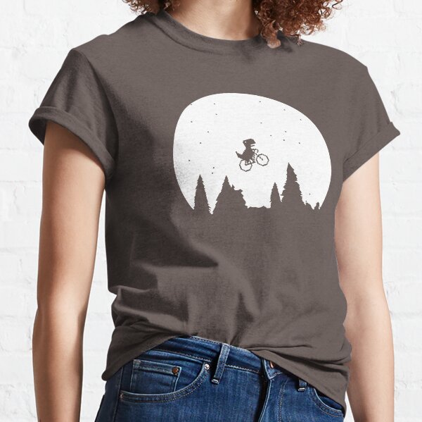 Extraterrestial T Rex on a bike in front of the moon Classic T-Shirt