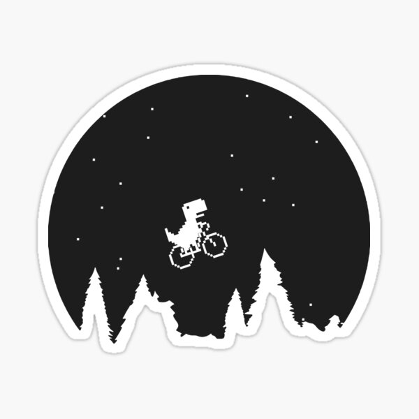 Extraterrestial T Rex on a bike in front of the moon Sticker