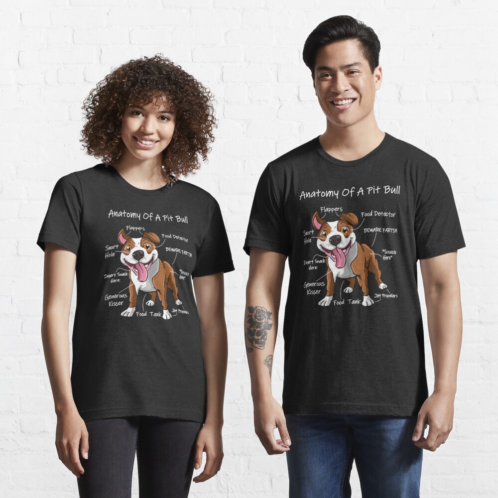 Anatomy of a Pitbull Essential T-Shirt for Sale by Amiblack