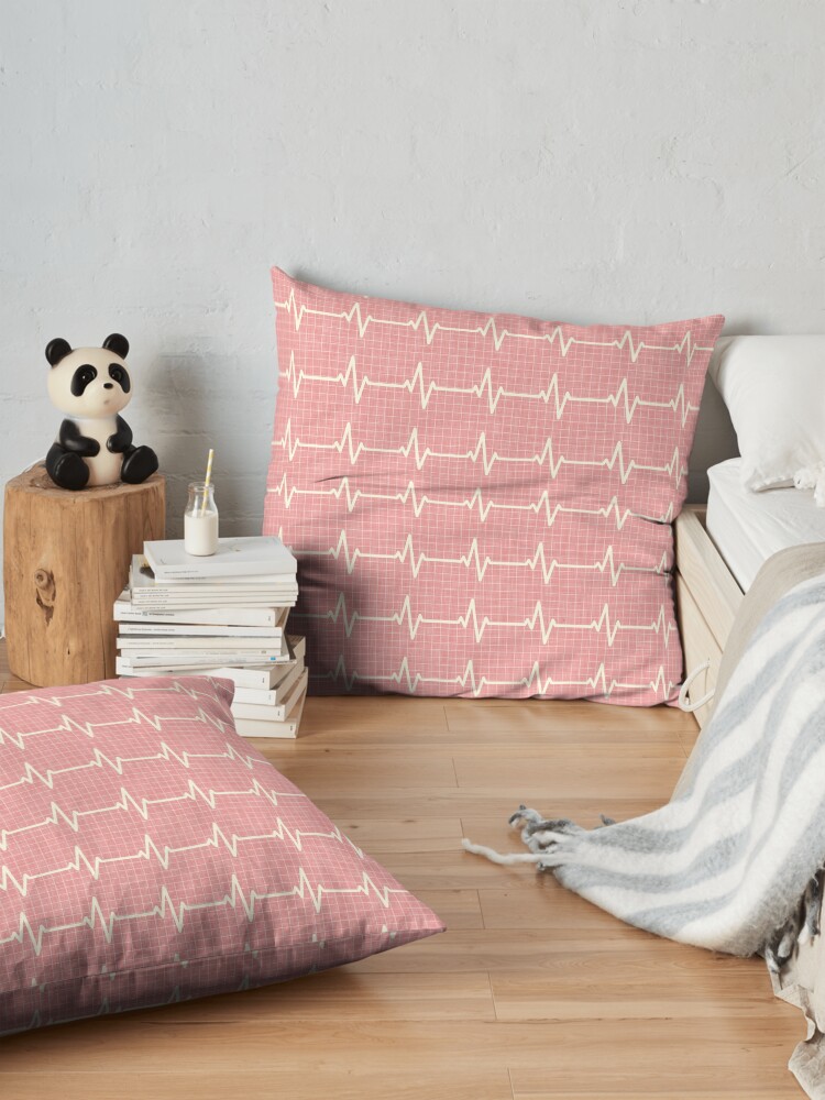 Alternate view of Heartbeat - Cream on Pink Floor Pillow