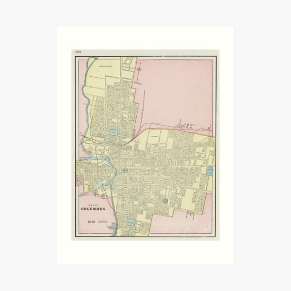 Vintage Map of Columbus Ohio (1901) Art Print