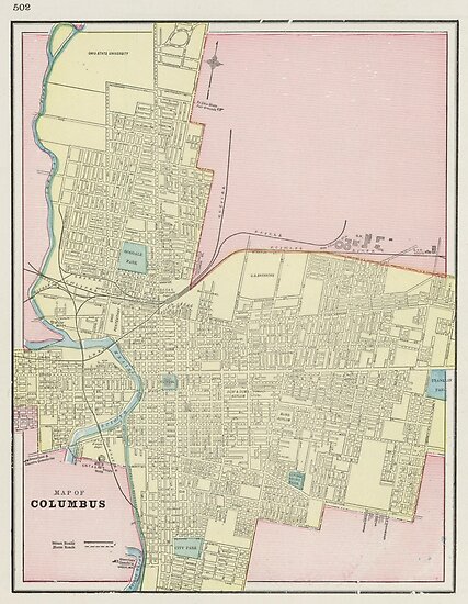 "Vintage Map of Columbus Ohio (1901)" Poster by BravuraMedia | Redbubble