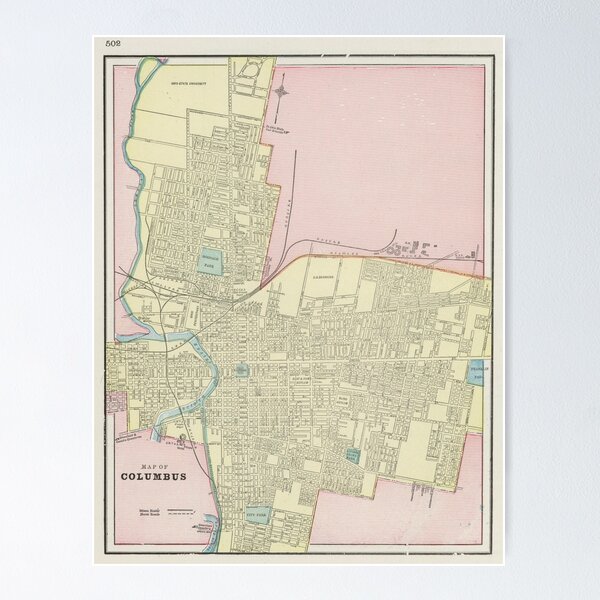 Item preview, Vintage Map of Columbus Ohio (1901) designed and sold by BravuraMedia.