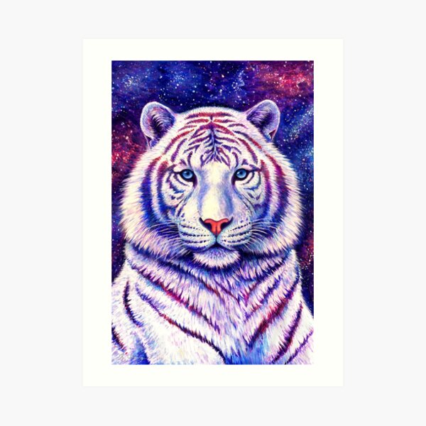 Among the Stars - Cosmic White Tiger Art Print