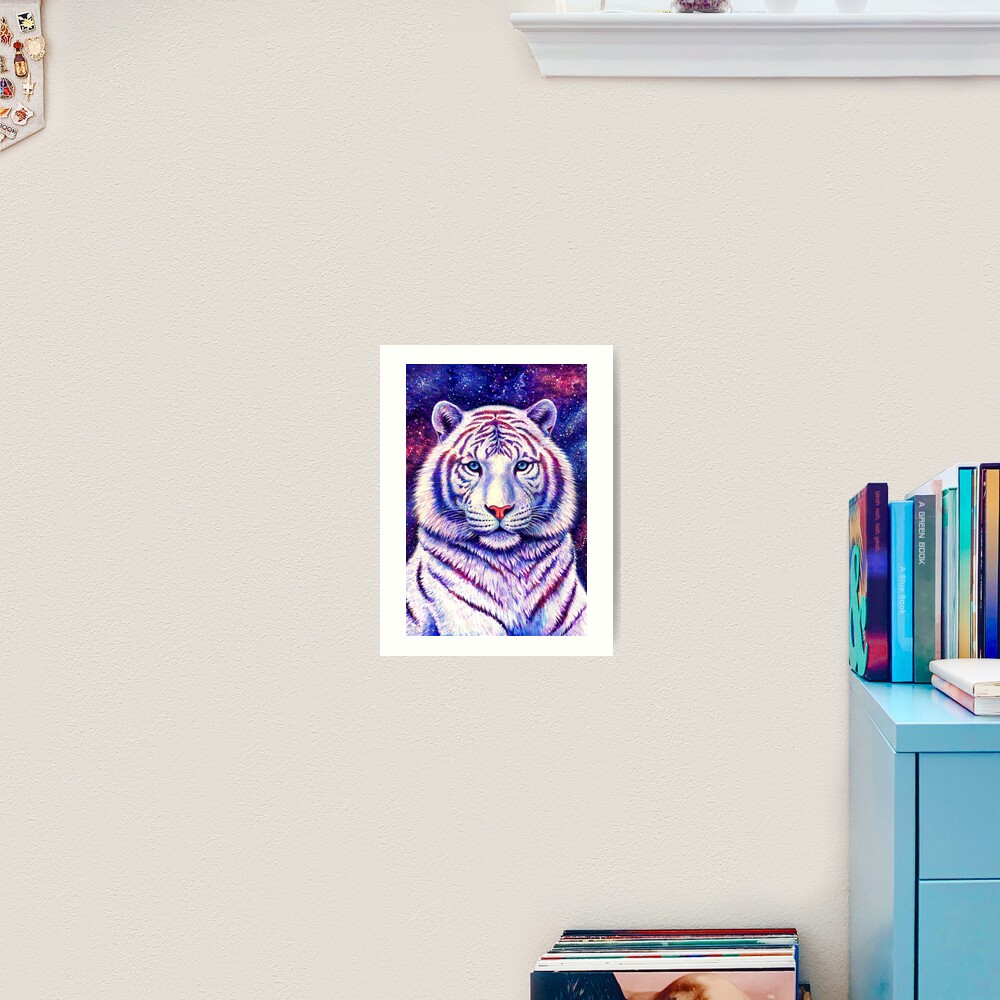 Among the Stars - Cosmic White Tiger Art Print