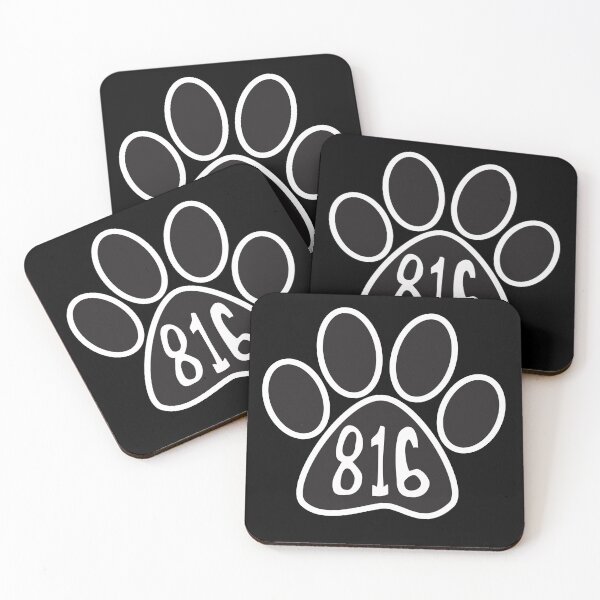 Hand Drawn Paw Missouri State 816 Area Code Coasters (Set of 4)