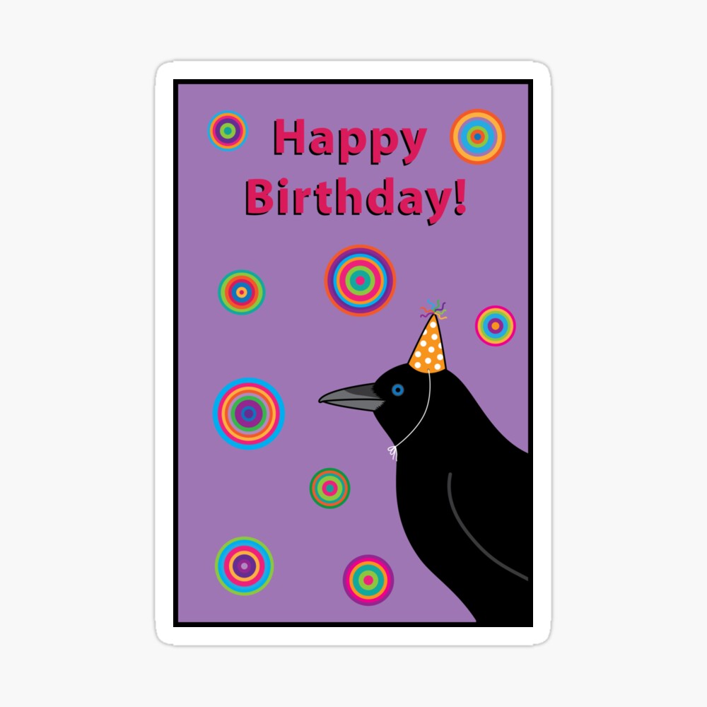 Happy Birthday! Crow with Purple Background