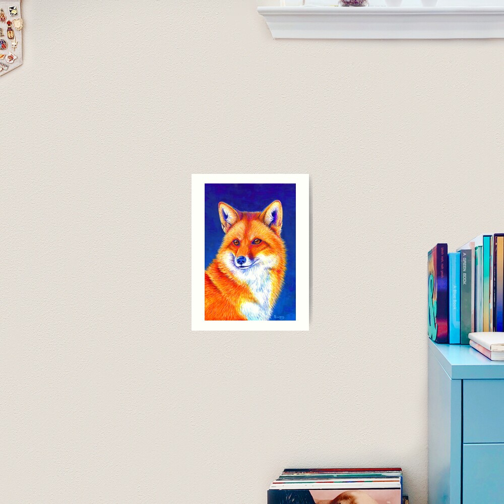 Vibrant Flame - Colorful Red Fox Art Print