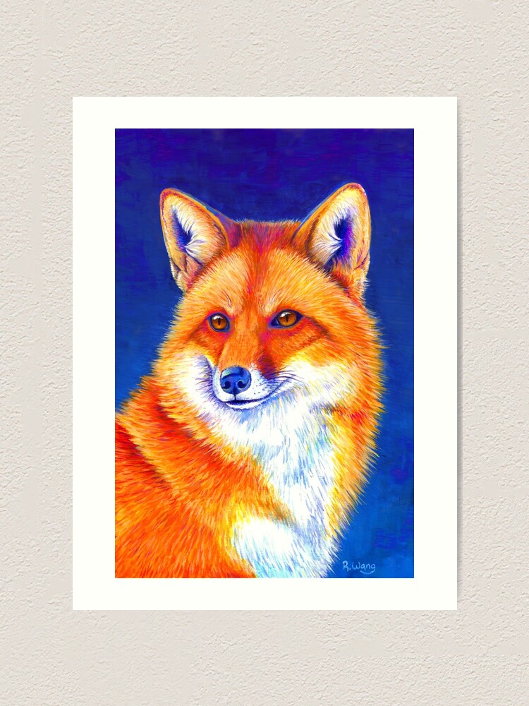 Alternate view of Vibrant Flame - Colorful Red Fox Art Print