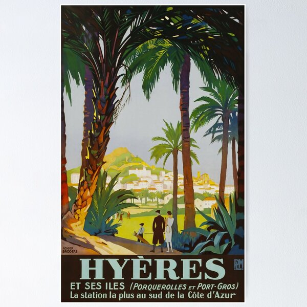 Item preview, Hyeres vintage travel poster designed and sold by stickart-marek.