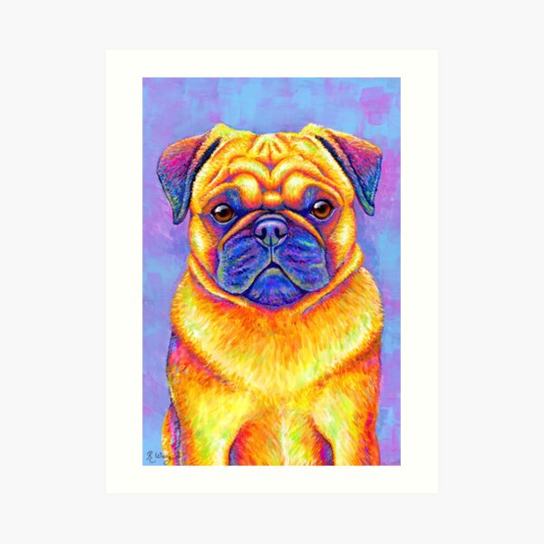 Colorful Rainbow Pug Dog Art Print