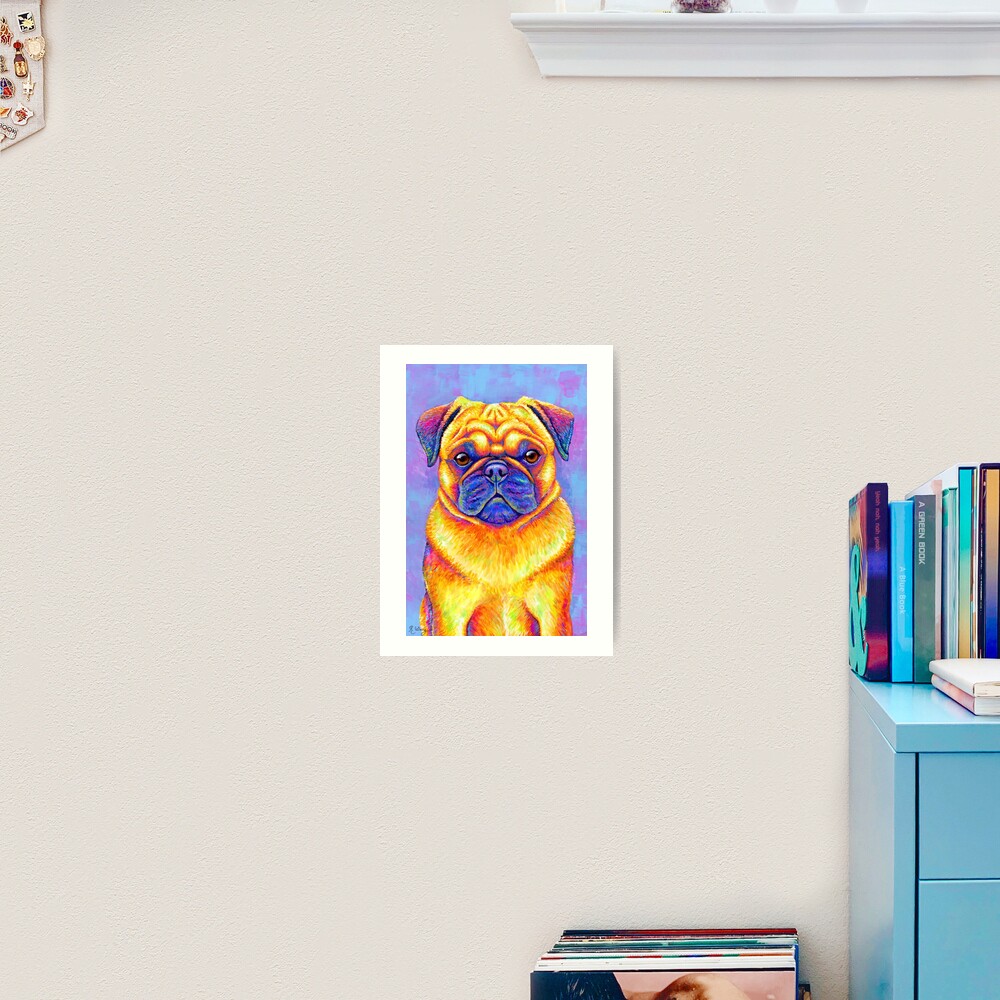 Colorful Rainbow Pug Dog Art Print