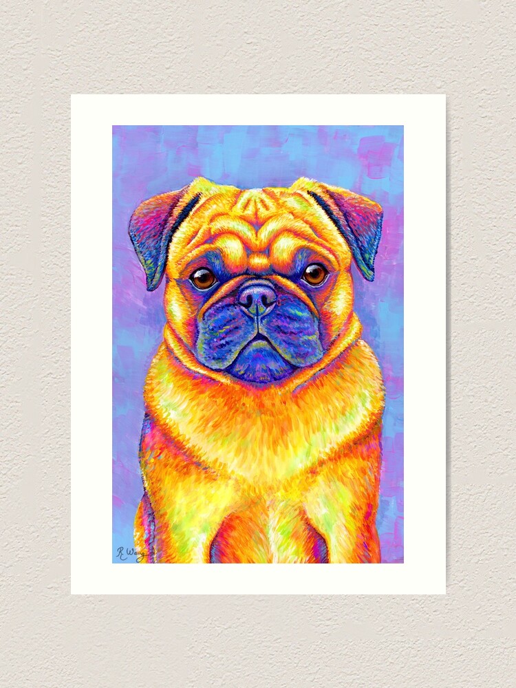 Alternate view of Colorful Rainbow Pug Dog Art Print