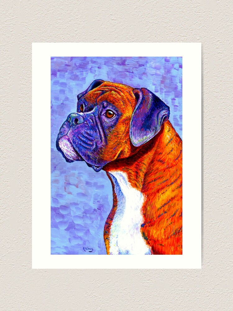 Alternate view of Devoted Guardian - Colorful Brindle Boxer Dog Art Print