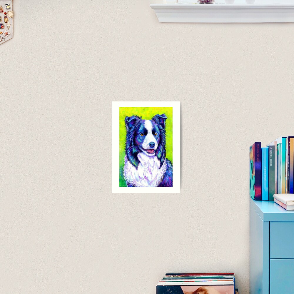 Watchful Eye - Colorful Border Collie Dog Art Print