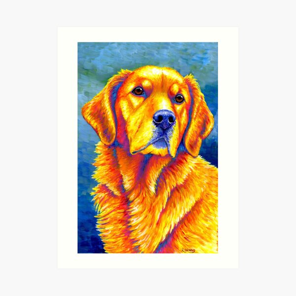 Faithful Friend - Colorful Golden Retriever Dog Art Print