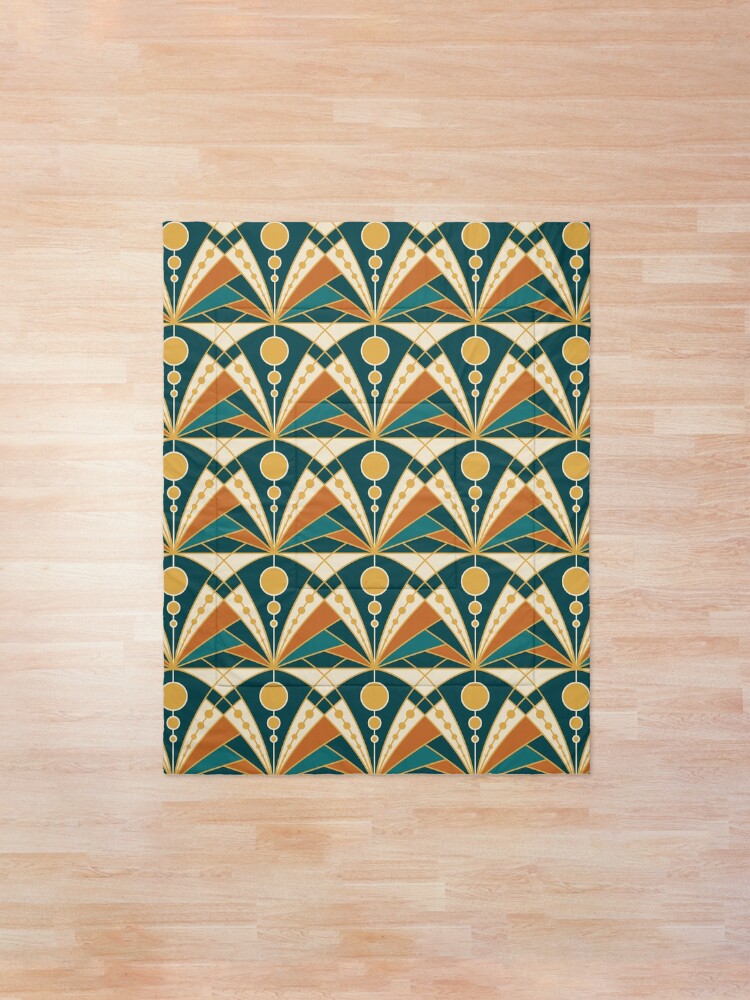 Alternate view of Art Deco (Green, rusty and gold) Comforter