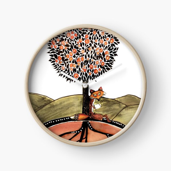 Orange fox Clock