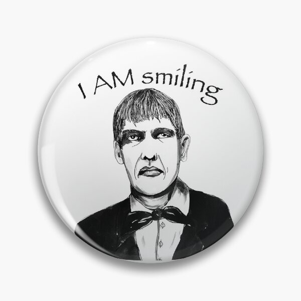 Item preview, Lurch Addams I am smiling button pin designed and sold by Jenny Wood.