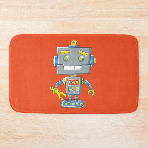Item preview, Cute cartoon robot holding a spanner designed and sold by Vaughan Duck.