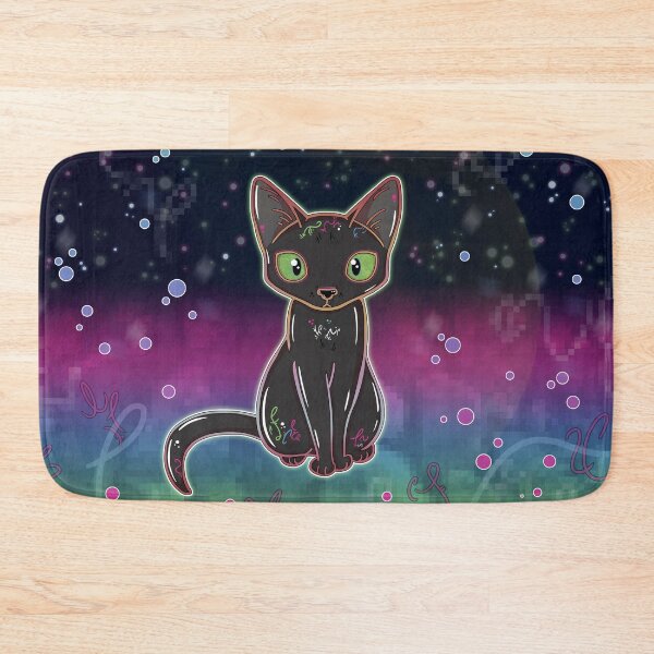 Item preview, Black Cat Glow (Outer Space) designed and sold by vanillakirsty.