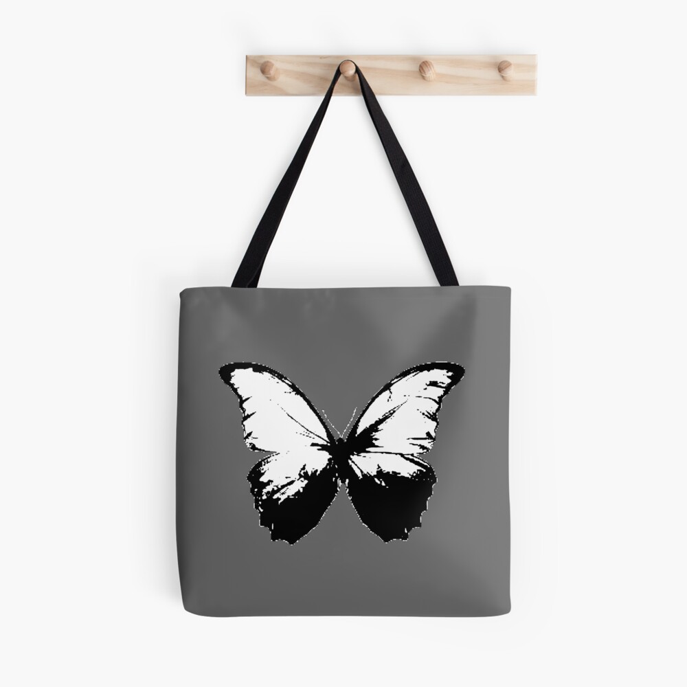 Butterfly Canvas Tote Bag with Zipper Pockets Carnation Flower