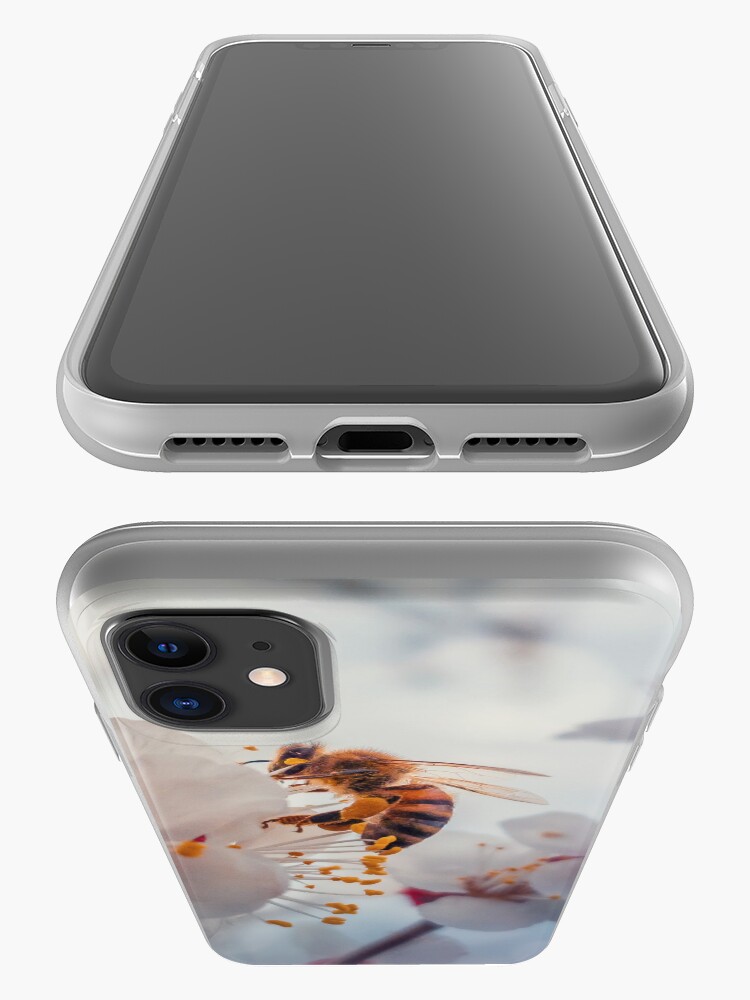 Alternate view of honey bee on apricot flowers iPhone Case & Cover