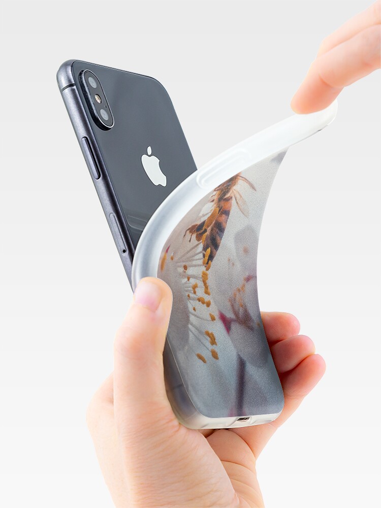 Alternate view of honey bee on apricot flowers iPhone Case & Cover