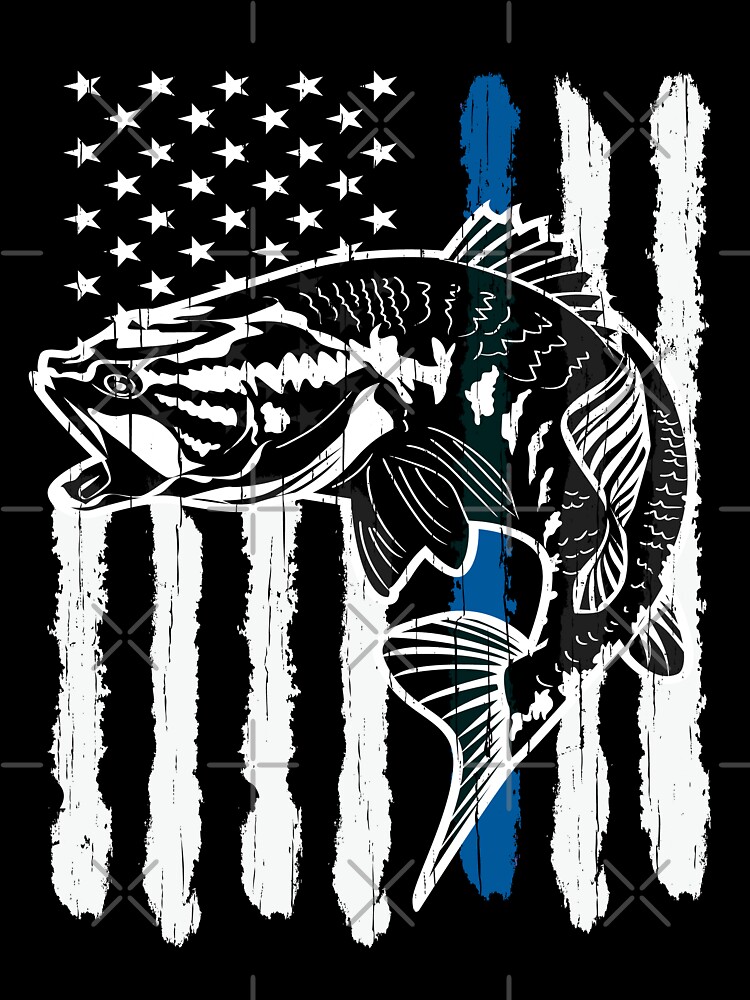 Bass Fishing Thin Blue Line American Flag Fisherman Gift | Kids T-Shirt