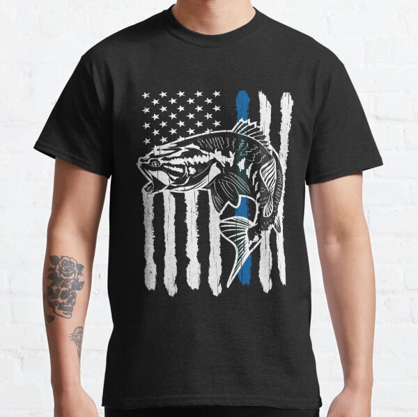 Bass Fishing Thin Blue Line American Flag Fisherman Gift Classic T-Shirt  for Sale by Teeshirtrepub