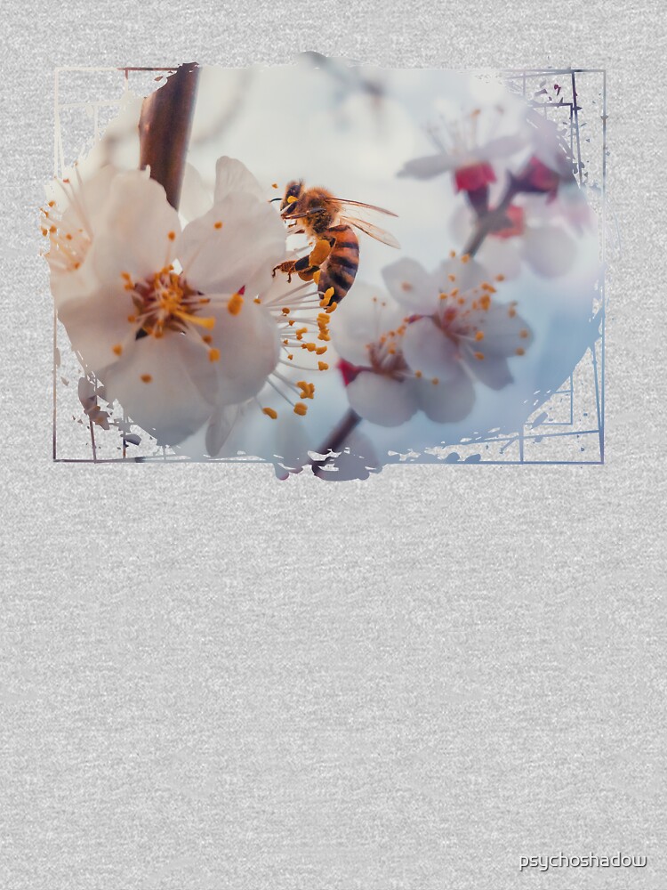 honey bee on apricot flowers by psychoshadow