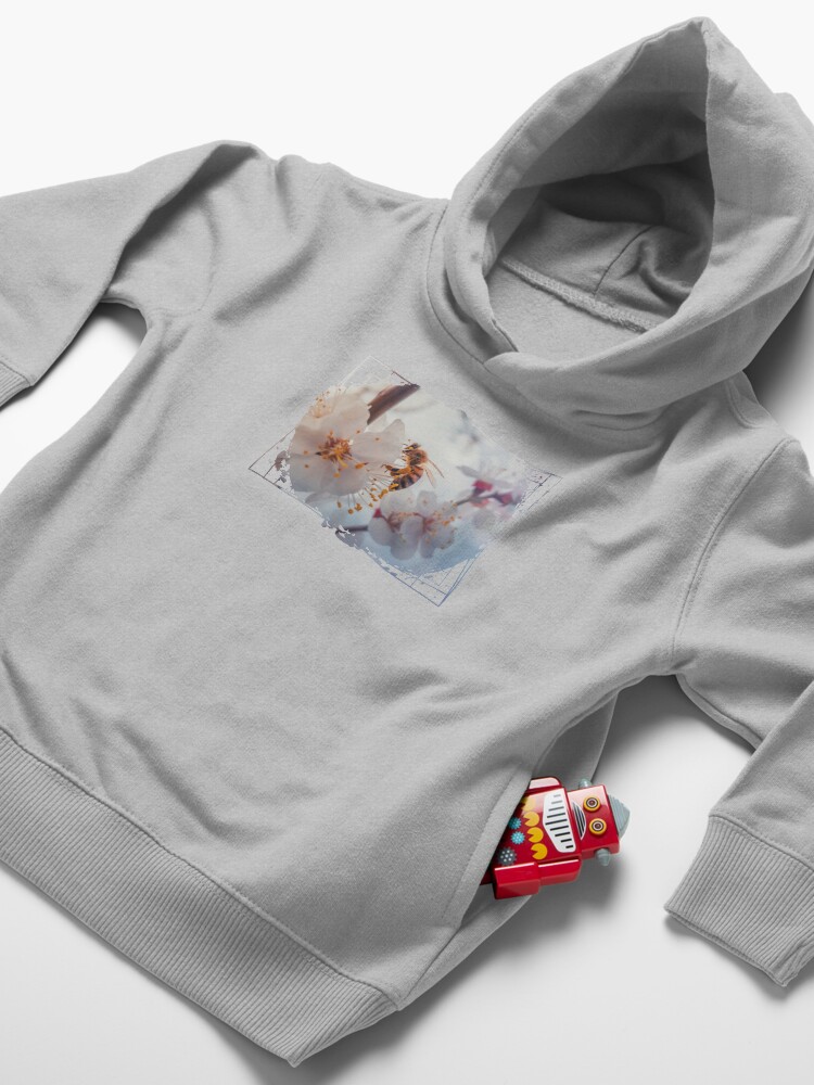 Alternate view of honey bee on apricot flowers Toddler Pullover Hoodie