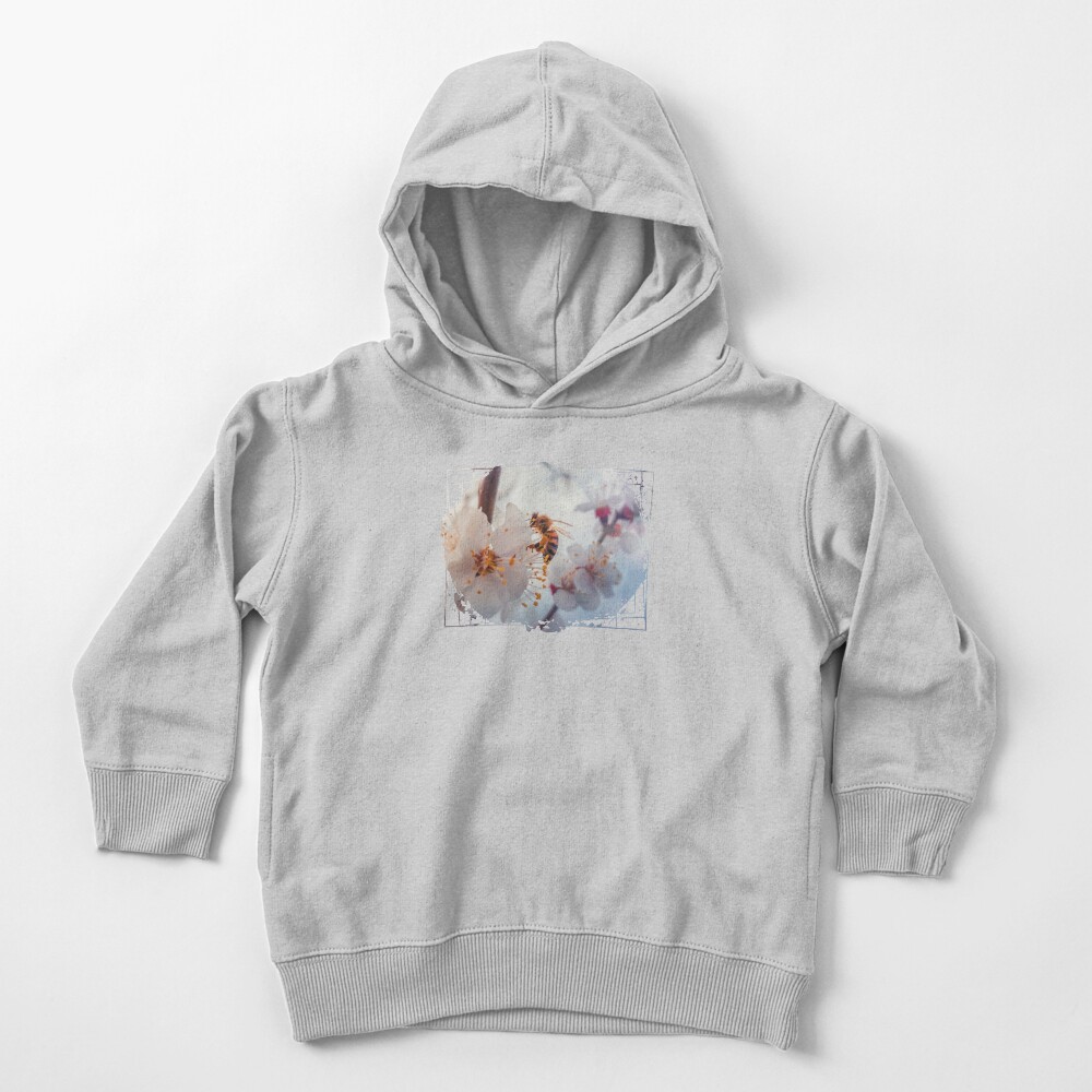 honey bee on apricot flowers Toddler Pullover Hoodie