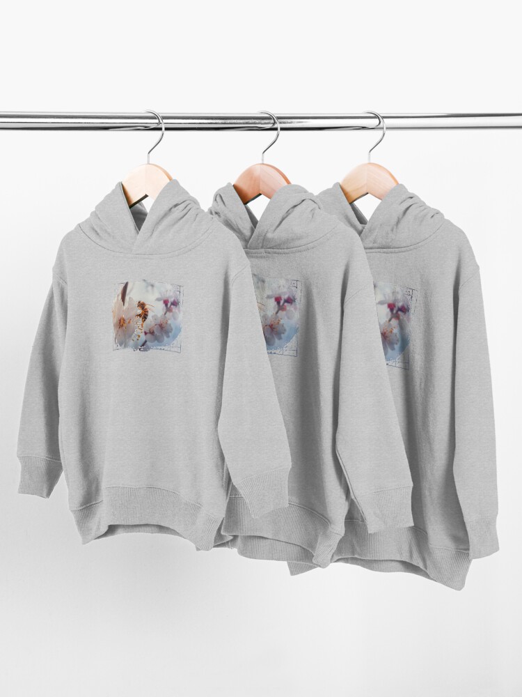 Alternate view of honey bee on apricot flowers Toddler Pullover Hoodie